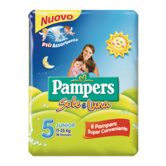 PANNOLINO PER BAMBINO PAMPERS SOLE & LUNA FLASH JUNIOR 16 PEZZI