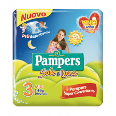 PANNOLINO PER BAMBINO PAMPERS SOLE & LUNA MIDI 20 PEZZI