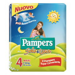 PANNOLINO PER BAMBINO PAMPERS SOLE & LUNA MAXI 18 PEZZI