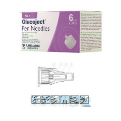 AGO PER PENNA DA INSULINA GLUCOJECT LUNGHEZZA 6 MM GAUGE 31 100 PEZZI