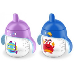 AVENT TAZZA CON BECCUCCIO DECORATO VIOLA E BLU 260 ML