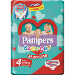 PAMPERS BABY DRY MUTANDINO SM TAGLIA 4 MAXI SMALL PACK 16 PEZZI