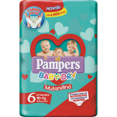 PAMPERS BABY DRY MUTANDINO SM TAGLIA 6 EXTRALARGE SMALL PACK 14 PEZZI