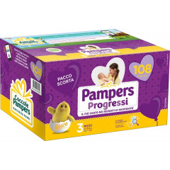 PANNOLINI QUADRIPACK PAMPERS PROGRESSI MIDI 108 PEZZI